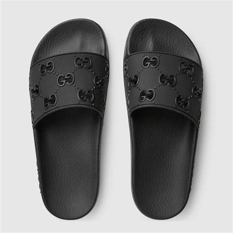 white rubber gucci slides|gucci black rubber slides women's.